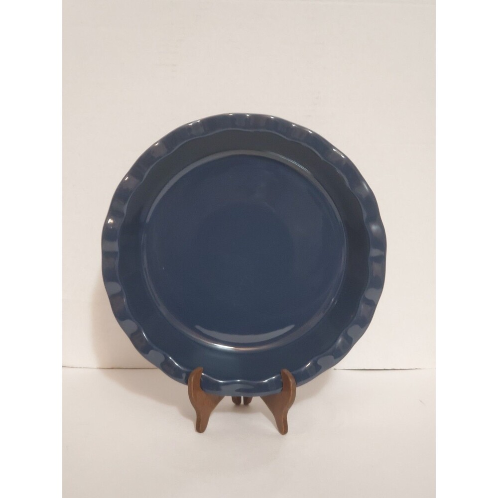 Target Threshold Pie Deep Dish Navy Blue Scalloped Ruffled 10.5" Stoneware Plate